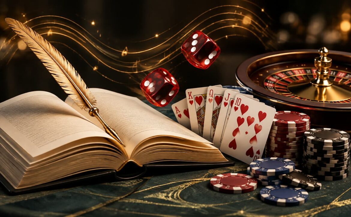 The poetic rhythm and meter of high stakes card games with poker strategy, casino concepts and literary structure symbolism